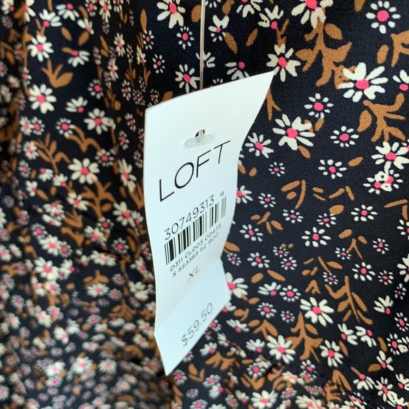 Loft Floral Ruffle Neck Rib Blouse - Picture 11 of 13